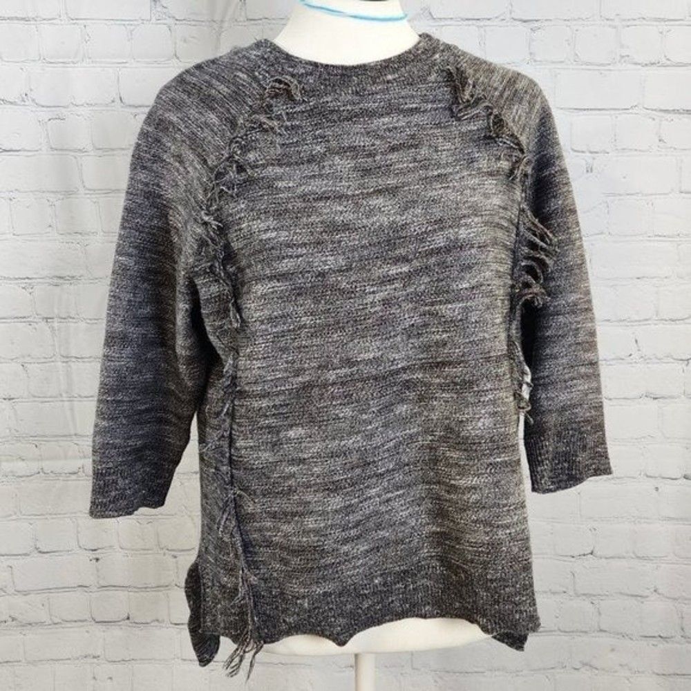 Lord & Taylor fringe petite sweater PS